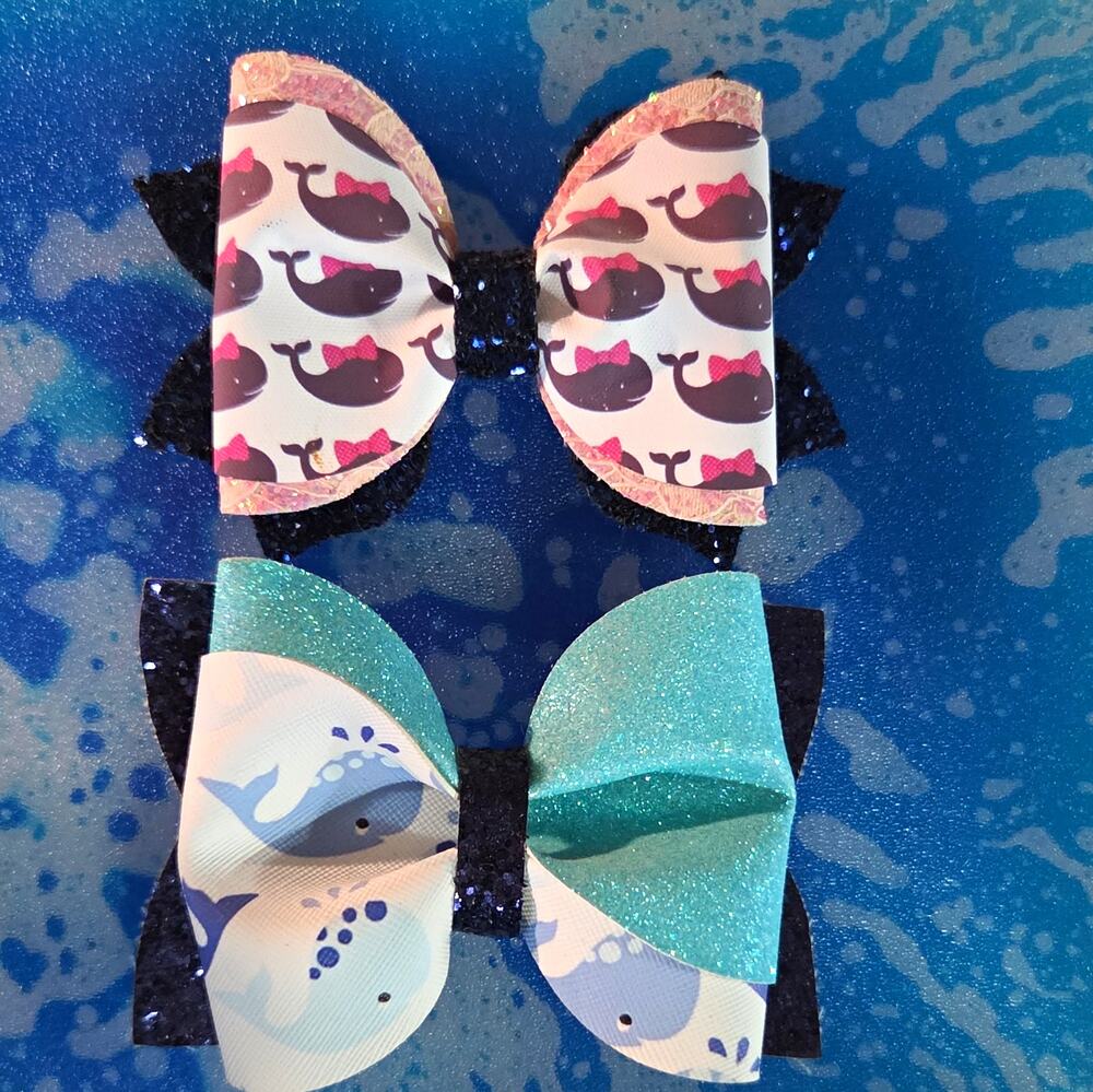 Custom WHALES & HANDMADE Hair Bows